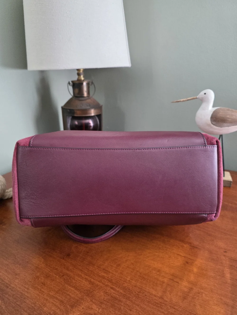 Coach F54579 Ava Tote Oxblood Burgundy Suede Leather Shoulder Bag